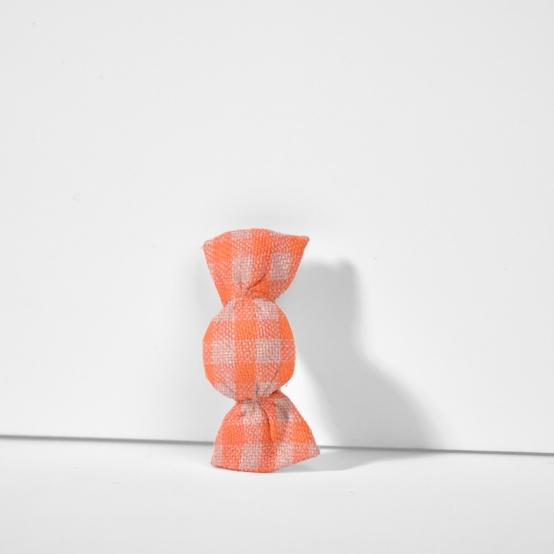 Petite barrette mini bonbon vichy orange fluo