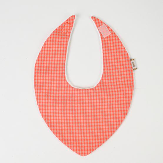 Bavoir bandana vichy orange fluo