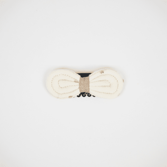 Barrette Noeud Anti-Glisse gaze pois or écru