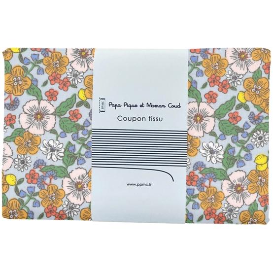 Coupon tissu 1 m ex2525 fleurs et citrons vert jaune