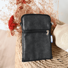 Pochette téléphone matelassée suédine pailletée argent