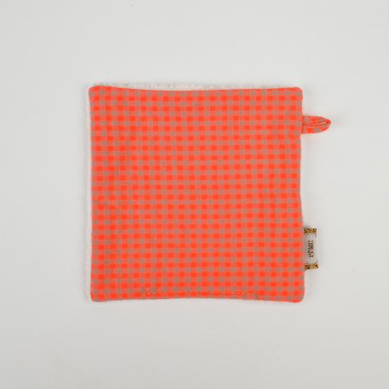 Carré Démaquillant Lavable vichy orange fluo