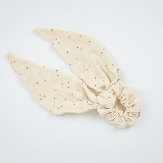 Foulchie court gaze pois or écru