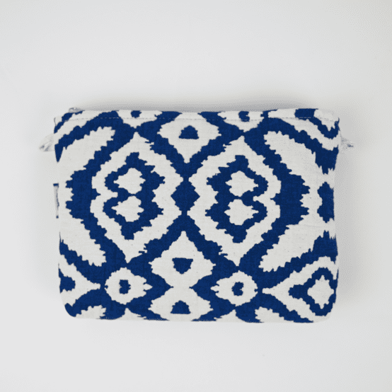 Pochette tissu jacquard bleu