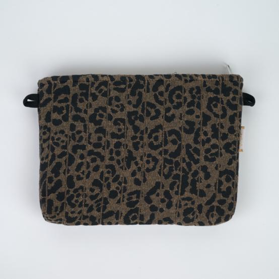 Pochette tissu matelassé Léopard Moka