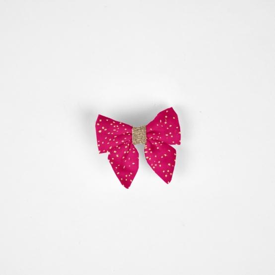 Barrette Mini Noeud Papillon fuchsia pailleté