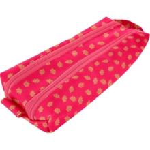 Trousse double compartiment feuillage or rose