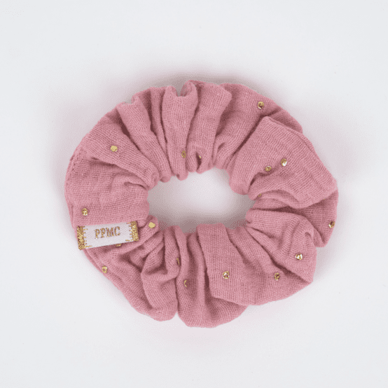 Petit Chouchou gaze pois or rose thé