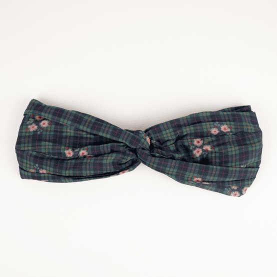 Bandeau croisé tartan fleuri