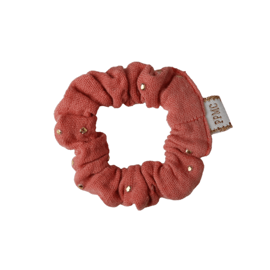 Mini Chouchou gaze pois or rose blush