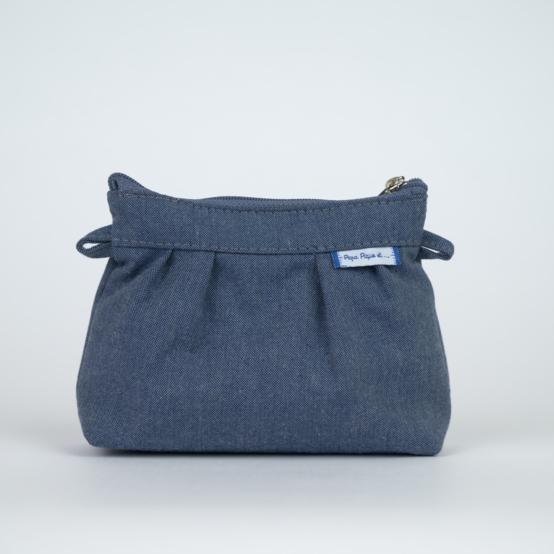 Mini pochette plissée jean enduit intérieur