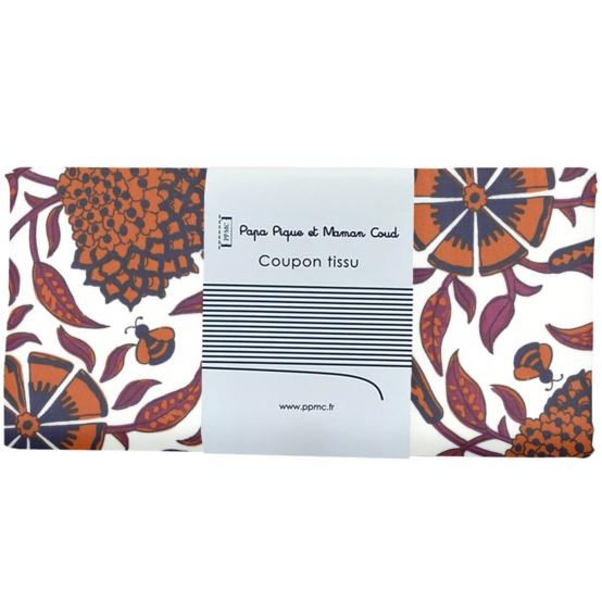 Coupon tissu 50 cm ex2611 indienne fleurie caramel