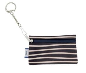 Pochette porte-clés rayé ivoire marine