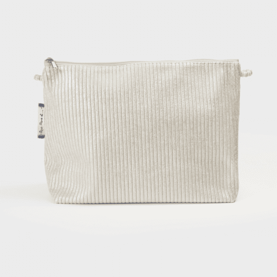 Trousse de toilette velours côtelé large argent