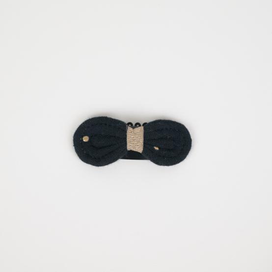 Barrette Noeud Anti-Glisse gaze pois or noir