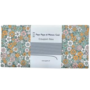 Coupon tissu 50 cm  ex2503 fleuri retro lichen