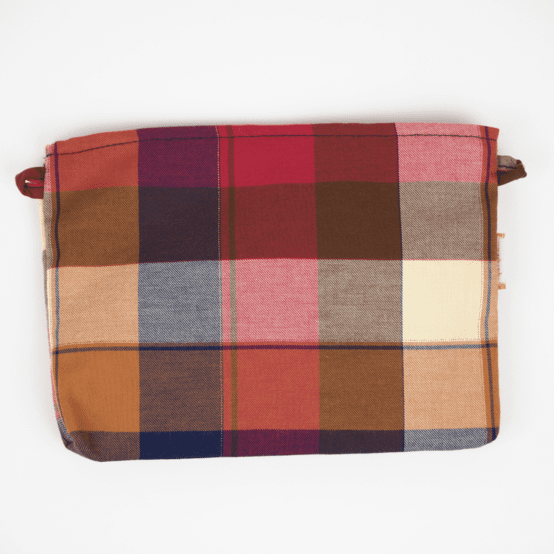 Pochette tissu tartan lurex rubis