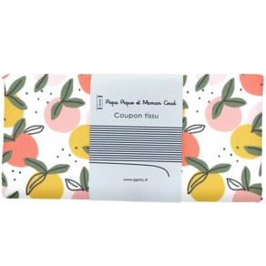 Coupon tissu 50 cm ex2519 ronde de fruits blanc peche