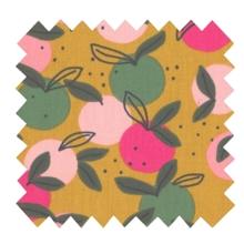 Tissu coton au mètre ex2520 ronde de fruits ocre rose