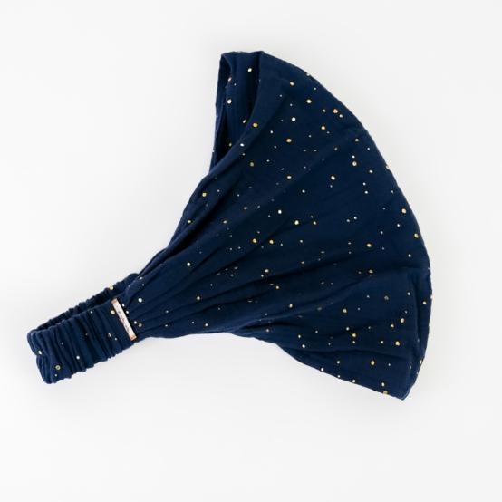 Bandeau fichu Adulte gaze pois or marine