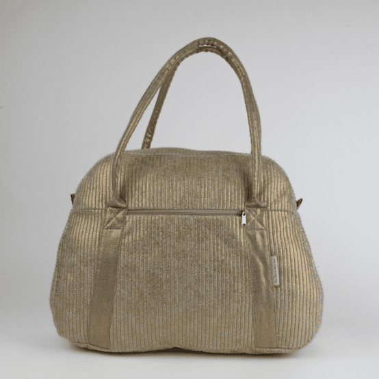 Sac bowling velours côtelé large doré