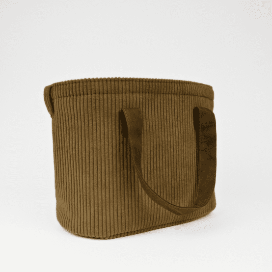 Sac Lunch Isotherme velours côtelé large brun