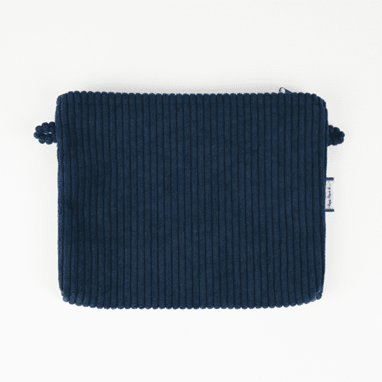 Pochette tissu velours côtelé large marine