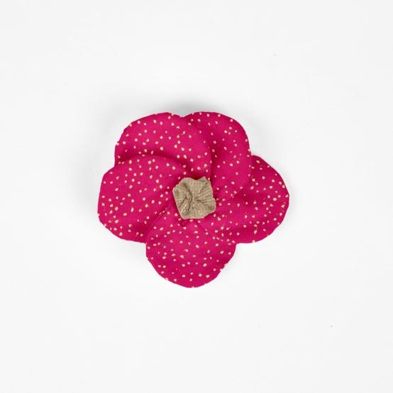 Petite Barrette Pétales de Fleur fuchsia pailleté