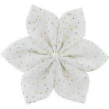 Barrette fleur étoile 4  blanc pailleté