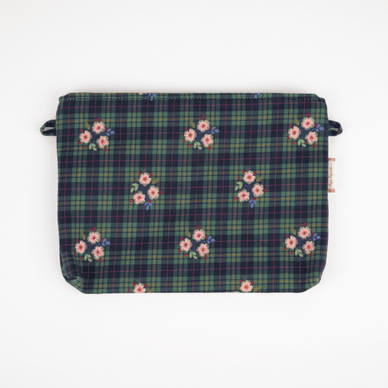 Pochette tissu tartan fleuri
