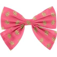 Barrette noeud papillon feuillage or rose