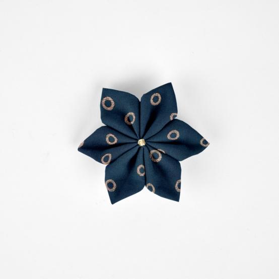 Barrette fleur étoile bulle bronze marine