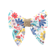 Barrette Mini Noeud Papillon champêtre bleuté