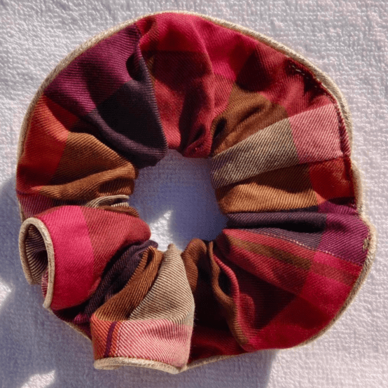 Grand Chouchou Passepoil tartan lurex rubis