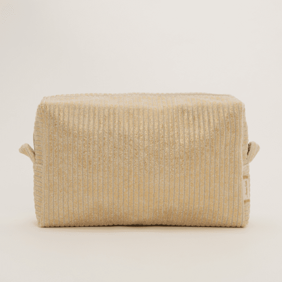 Trousse de toilette rectangle velours côtelé large doré