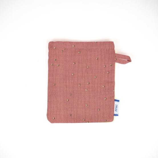 Mini-Gant Démaquillant gaze pois or rose blush