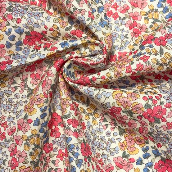 Tissu coton au mètre porcelaine rosée