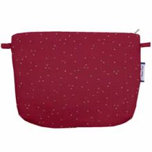 Pochette tissu gaze pois or grenat