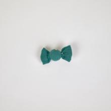 Petite barrette mini bonbon gaze pois or eucalyptus