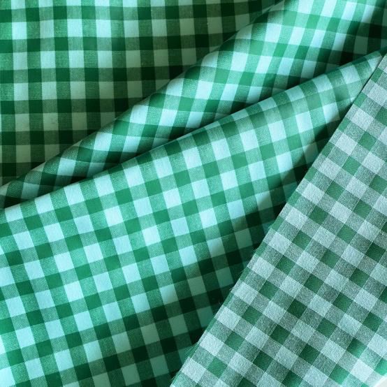 Tissu enduit au mètre vichy vert menthe