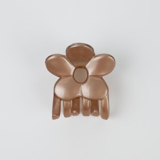 Petite pince fleur beige glossy