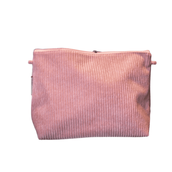 Trousse de toilette velours côtelé rose blush