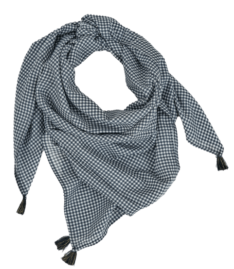 Foulard pompon vichy noir