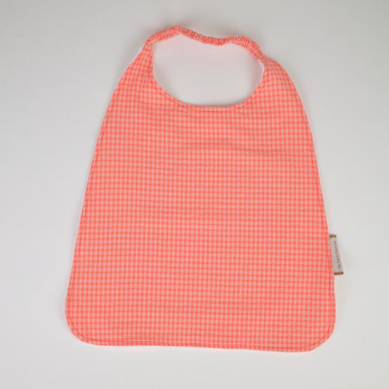 Serviette enfant élastique vichy orange fluo
