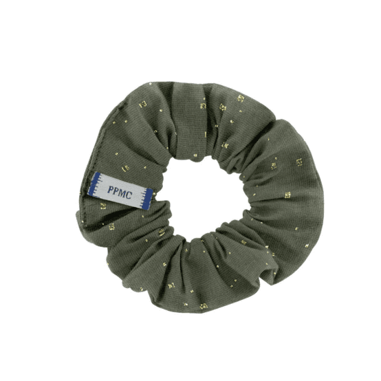 Petit Chouchou gaze pois or kaki