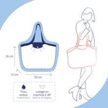 Sac cabas moyen rayé ivoire marine