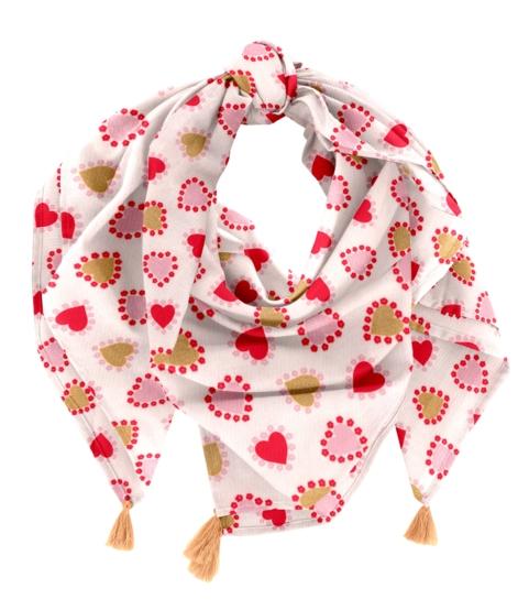 Foulard pompon petits coeurs