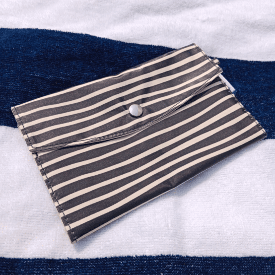 Portefeuille rayé ivoire marine