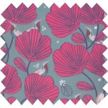 Tissu enduit  au mètre ex2248 oiseau framboise