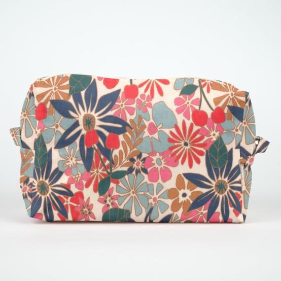 Trousse de toilette rectangle cerise en fleur